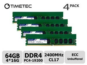 Timetec Hynix IC 64GB KIT (4x16GB) DDR4 2400MHz PC4-19200 Unbuffered ECC 1.2V CL17 2Rx8 Dual Rank 288 Pin UDIMM Server Memory RAM Module Upgrade (64GB KIT (4x16GB))
