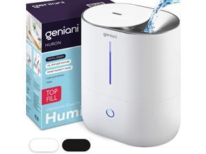 GENIANI Top Fill Cool Mist Humidifiers for Bedroom & Essential Oil Diffuser - Smart Aroma Ultrasonic Humidifier for Home, Baby, Large Room with Auto Shut Off, 4L Easy to Clean Water Tank (4L, White)