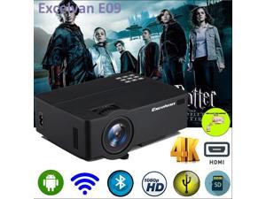 LED Smart Home Theater Projector Android 6.0 4K Wifi Bluetooth HDMI 1080p Movie