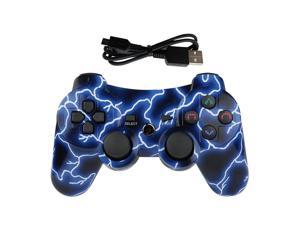 PS3 Controller Wireless Gamepad for PlayStation 3 Bluetooth Game Controller Remote Control Support PS3 with USB Cable (Lightning Blue)