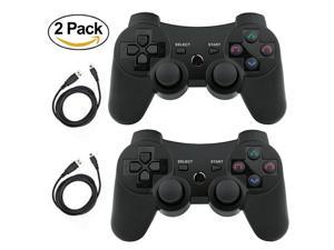 PS3 Controller Wireless 2 Pack Gamepad for PlayStation 3 Bluetooth Game Controller Remote Control Support PS3 with USB Cable (2 Pack Black)