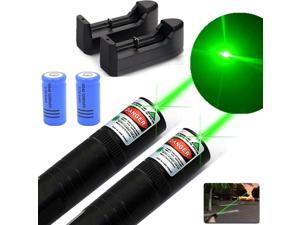2PC 900Miles Visible Beam Red+Green Star Cap Bright Laser Pointer Pen+Batt+Char 