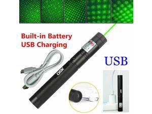 900Miles 532nm USB Rechargeable Green Laser Pointer Pen Star Cap Built-in Batt