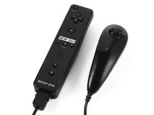 Black Motion Plus Remote and Nunchuck Controller + Case for Nintendo Wii WiiU Black Motion Plus Remote and Nunchuck Controller + Case for Nintendo Wii WiiU
