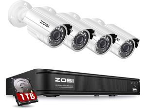 ZOSI H.265+ 1080p Home Security Camera System Outdoor Indoor, Security DVR 8 Channel with Hard Drive 1TB and 4 x 1080p Surveillance Bullet Camera, Remote Access, Motion Detection ZOSI H.265+ 1080p Home Security Camera System Outdoor Indoor, Security DVR 8 Channel with Hard Drive 1TB and 4 x 1080p Surveillance Bullet Camera, Remote Access, Motion Detection