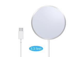 ZEROLEMON Magnet Wireless Charger Mag-Safe Compatible, Wireless Charging Pad for iPhone 14 Pro Max /14 Series /13 Pro Max /13 /12 Series - Silver [1-Meter]