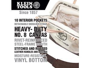 KLEIN TOOLS 5102-14SP Wide-Mouth Tool Bag, Heavy Duty Canvas, 10 Pockets, KLEIN TOOLS 5102-14SP Wide-Mouth Tool Bag, Heavy Duty Canvas, 10 Pockets,