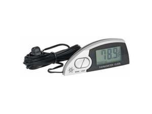 BELL 37035-8 In/Out Thermometer/Clock,Lighted,Silver
