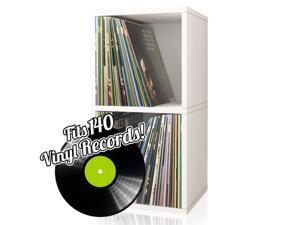 Way Basics 29.1" H x 15" W Eco 2-Shelf Modern Cube Storage and Vinyl Record