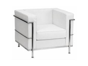 HERCULES Regal Series Contemporary Melrose White LeatherSoft Chair with Encasing Frame