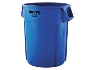 RUBBERMAID 1779732 55 gal Plastic Round Trash Can, Open, Blue RUBBERMAID 1779732 55 gal Plastic Round Trash Can, Open, Blue