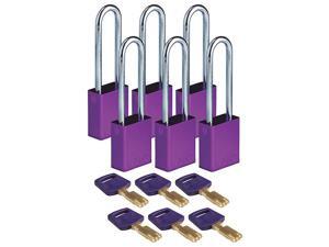 BRADY ALU-PRP-76ST-KA6PK Lockout Padlock,Purple,1-1/2" W Body,PK6 BRADY ALU-PRP-76ST-KA6PK Lockout Padlock,Purple,1-1/2" W Body,PK6