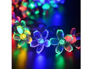 50 LED 21FT Multi-color Solar Powered Fairy String Lights Cherry Blossom Flower Gardens Lawn Patio Home Outdoor Decoration Lamp
