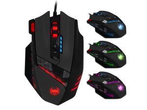 ZELOTES C-12 Wired USB Optical Gaming Mouse 7 LED Lights 12 Key Adjustable 4000DPI Computer Mouse Mice Cable Mouse for Pro Gamer