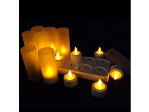 12 LED Electronic Candle Lamps Night Rechargeable Flameless Tea Light Candle For Xmas Party 12 LED Electronic Candle Lamps Night Rechargeable Flameless Tea Light Candle For Xmas Party