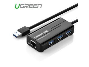 UGREEN 3 Ports USB 3.0 Hub with 10/100/1000Mbps Gigabit Ethernet Network Support Windows 8.1/8/7, XP, Vista, Mac OS X and Linux