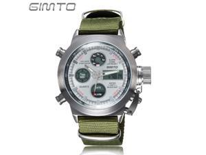 GIMTO Sports Men Watch Leather Nylon Quartz Shock LED Digital Watch Army Military Waterproof Male Watch GIMTO Sports Men Watch Leather Nylon Quartz Shock LED Digital Watch Army Military Waterproof Male Watch