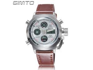 GIMTO Sports Men Watch Leather Nylon Quartz Shock LED Digital Watch Army Military Waterproof Male Watch GIMTO Sports Men Watch Leather Nylon Quartz Shock LED Digital Watch Army Military Waterproof Male Watch