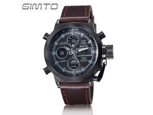 GIMTO Sports Men Watch Leather Nylon Quartz Shock LED Digital Watch Army Military Waterproof Male Watch GIMTO Sports Men Watch Leather Nylon Quartz Shock LED Digital Watch Army Military Waterproof Male Watch