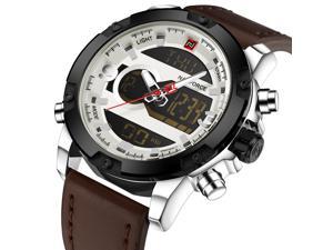 NAVIFORCE NF9097 Original Luxury Brand Leather Quartz Watch Men Clock Digital LED Army Military Sport