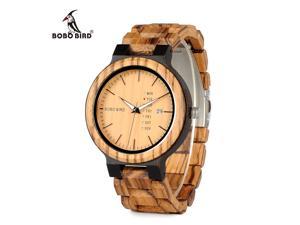 BOBO BIRD O26 Newest Wood Watch for Men with Week Display Date Quartz Watches Two-tone Wooden