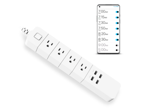 Wireless Smart Power Strip with Surge protection, Compatible with Alexa Google Home, no Hub required, controlled by eco4life app(4 Outlets, 4 USB Ports)