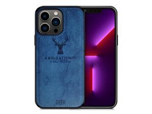 Luxury Soft Texture Deer Patterned TPU Cloth Case for iPhone 13 Pro (Blue)