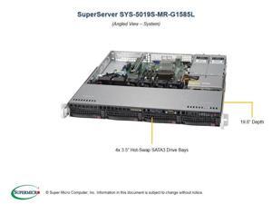 Supermicro SuperServer 5019S-MR-G1585L 1U Rack-mountable Server - 1 x Intel Xeon E3-1585L v5 Quad-core (4 Core) 3 GHz DDR4 SDRAM - Serial ATA/600 Controller - 0, 1, 5, 10 RAID Levels - 2 x 400 W