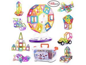 Gifts2U 148 PCS Magnetic Building Blocks for Kids with Storage Box Magnetic Tiles Building Set STEM Preschool Educational Construction Kit Magnet Stacking Toys Gift for Boys and Girls Gifts2U 148 PCS Magnetic Building Blocks for Kids with Storage Box Magnetic Tiles Building Set STEM Preschool Educational Construction Kit Magnet Stacking Toys Gift for Boys and Girls