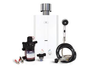 Eccotemp L10 Portable Tankless Water Heater w/ EccoFlo Diaphragm 12V Pump and Strainer & Shower set