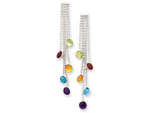 14k White Gold Multi-colored Gemstone Dangle Earrin 14k White Gold Multi-colored Gemstone Dangle Earrin
