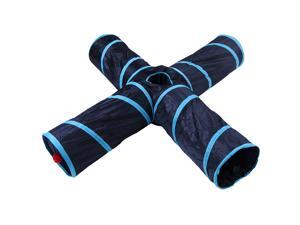 Foldable Portable 4 Ways Tunnel Dark Blue Stripy Tunnel with Fluff Ball and Bell Cat Dogs Playing Tunnel Blue Foldable Portable 4 Ways Tunnel Dark Blue Stripy Tunnel with Fluff Ball and Bell Cat Dogs Playing Tunnel Blue