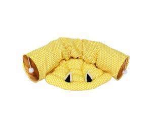Cat Dog Tube and Tunnel Bed Mat, Collapsible Condo Play Cushion Toy for Pet Kittens Puppy Indoor Outdoor Interactive, Yellow Cat Dog Tube and Tunnel Bed Mat, Collapsible Condo Play Cushion Toy for Pet Kittens Puppy Indoor Outdoor Interactive, Yellow