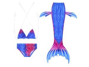 3PCS Kids Mermaid Tail Swimming Bikini Set Swimsuit Fin Swimming Costume M 3PCS Kids Mermaid Tail Swimming Bikini Set Swimsuit Fin Swimming Costume M