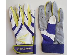1 pr Easton Synergy II Womens Large Softball Batting Gloves White/ Purple/ Optic