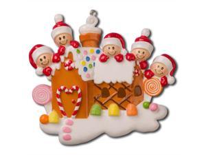 Gingerbread House with 5 Personalized Christmas Tree Ornament