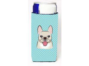 Checkerboard Blue French Bulldog Ultra Beverage Insulators for slim cans BB1176MUK Checkerboard Blue French Bulldog Ultra Beverage Insulators for slim cans BB1176MUK