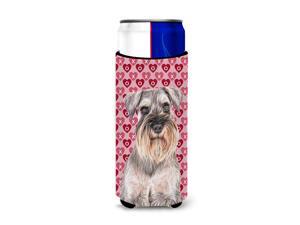 Hearts Love and Valentine's Day Schnauzer Ultra Beverage Insulators for slim cans KJ1193MUK