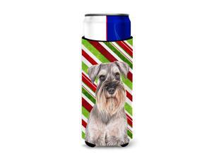 Candy Cane Holiday Christmas Schnauzer Ultra Beverage Insulators for slim cans KJ1172MUK