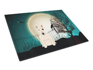 Halloween Scary Bull Terrier White Glass Cutting Board Large BB2328LCB Halloween Scary Bull Terrier White Glass Cutting Board Large BB2328LCB