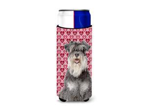 Hearts Love and Valentine's Day Schnauzer Ultra Beverage Insulators for slim cans KJ1192MUK