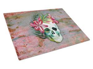 Day of the Dead Skull Flowers Glass Cutting Board Large BB5125LCB Day of the Dead Skull Flowers Glass Cutting Board Large BB5125LCB