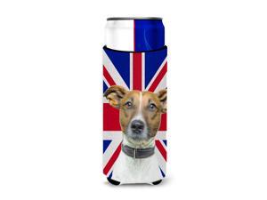 Jack Russell Terrier with English Union Jack British Flag Ultra Beverage Insulators for slim cans KJ1162MUK