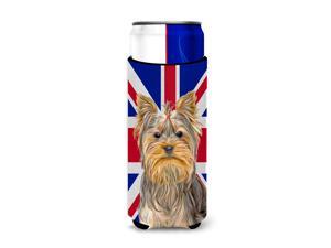 Yorkie / Yorkshire Terrier with English Union Jack British Flag Ultra Beverage Insulators for slim cans KJ1163MUK