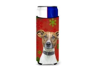 Red Snowflakes Holiday Christmas  Jack Russell Terrier Ultra Beverage Insulators for slim cans KJ1183MUK