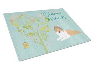 Welcome Friends Collie Glass Cutting Board Large BB7584LCB Welcome Friends Collie Glass Cutting Board Large BB7584LCB
