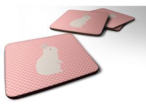 Set of 4 New Zealand White Rabbit Pink Check Foam Coasters Set of 4 BB7965FC Set of 4 New Zealand White Rabbit Pink Check Foam Coasters Set of 4 BB7965FC