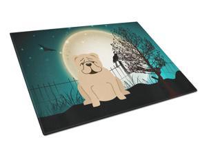 Halloween Scary English Bulldog Fawn Glass Cutting Board Large BB2314LCB Halloween Scary English Bulldog Fawn Glass Cutting Board Large BB2314LCB