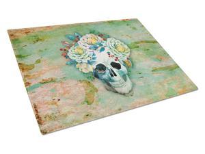 Day of the Dead Skull with Flowers Glass Cutting Board Large BB5124LCB Day of the Dead Skull with Flowers Glass Cutting Board Large BB5124LCB