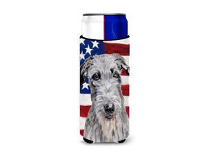 Scottish Deerhound with American Flag USA Ultra Beverage Insulators for slim cans SC9634MUK